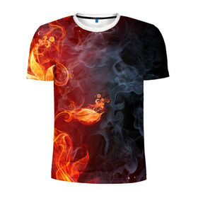 Мужская футболка 3D спортивная с принтом Стихия огня в Курске, 100% полиэстер с улучшенными характеристиками | приталенный силуэт, круглая горловина, широкие плечи, сужается к линии бедра | Тематика изображения на принте: дым | пламя | страсть