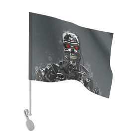 Флаг для автомобиля с принтом Терминатор 2 в Курске, 100% полиэстер | Размер: 30*21 см | terminator | арнольд шварценнегер | боевик | робот