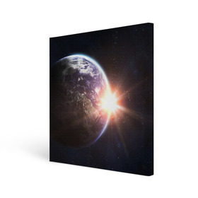 Холст квадратный с принтом Космический свет в Курске, 100% ПВХ |  | вселенная | галактика | земля | солнце
