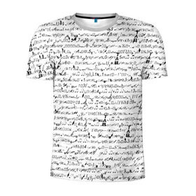 Мужская футболка 3D спортивная с принтом Ноты в Курске, 100% полиэстер с улучшенными характеристиками | приталенный силуэт, круглая горловина, широкие плечи, сужается к линии бедра | знаки | надпись | ноты | символы | стиль