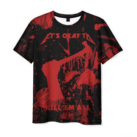 Мужская футболка 3D с принтом Kill `Em All в Курске, 100% полиэфир | прямой крой, круглый вырез горловины, длина до линии бедер | металлика