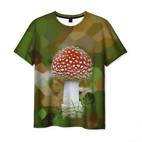 Мужская футболка 3D с принтом Мухоморчик в Курске, 100% полиэфир | прямой крой, круглый вырез горловины, длина до линии бедер | Тематика изображения на принте: гриб | камуфляж | лес | мухомор | поганка | яд | ядовитый