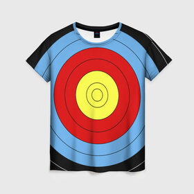 Женская футболка 3D с принтом Мишень для лука в Курске, 100% полиэфир ( синтетическое хлопкоподобное полотно) | прямой крой, круглый вырез горловины, длина до линии бедер | оружие | спорт | стрельба