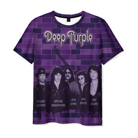 Мужская футболка 3D с принтом Deep Purple в Курске, 100% полиэфир | прямой крой, круглый вырез горловины, длина до линии бедер | deep purple | music | rock | музыка | рок
