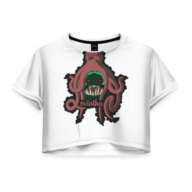 Женская футболка 3D укороченная с принтом Leviathan в Курске, 100% полиэстер | круглая горловина, длина футболки до линии талии, рукава с отворотами | dota 2 | tidehunter | дота | тайдхантер