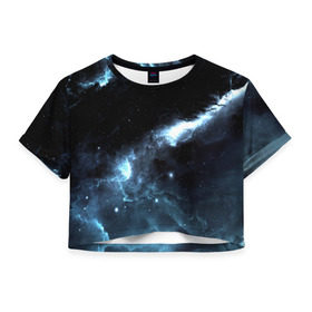 Женская футболка 3D укороченная с принтом Atlantis в Курске, 100% полиэстер | круглая горловина, длина футболки до линии талии, рукава с отворотами | звезды | небо | туманность