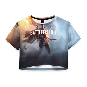 Женская футболка 3D укороченная с принтом Battlefield в Курске, 100% полиэстер | круглая горловина, длина футболки до линии талии, рукава с отворотами | battlefield батла | батлфилд