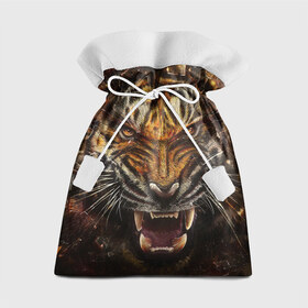 Подарочный 3D мешок с принтом Злобный Тигр в Курске, 100% полиэстер | Размер: 29*39 см | 
