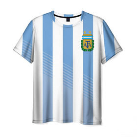 Мужская футболка 3D с принтом Сборная Аргентины по футболу в Курске, 100% полиэфир | прямой крой, круглый вырез горловины, длина до линии бедер | Тематика изображения на принте: argentina | аргентина
