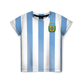 Детская футболка 3D с принтом Сборная Аргентины по футболу в Курске, 100% гипоаллергенный полиэфир | прямой крой, круглый вырез горловины, длина до линии бедер, чуть спущенное плечо, ткань немного тянется | Тематика изображения на принте: argentina | аргентина
