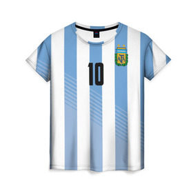 Женская футболка 3D с принтом Месси (сборная Аргентины) в Курске, 100% полиэфир ( синтетическое хлопкоподобное полотно) | прямой крой, круглый вырез горловины, длина до линии бедер | barcelona | lionel | messi | аргентина | барселона | кубок | лионель | мира | сборная | футбол