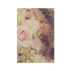 Обложка для паспорта матовая кожа с принтом Винтажные розы в Курске, натуральная матовая кожа | размер 19,3 х 13,7 см; прозрачные пластиковые крепления | Тематика изображения на принте: vintage | винтаж | зелень | лето | пионы | розы | узоры | цветы