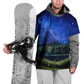 Накидка на куртку 3D с принтом Звездная ночь в Курске, 100% полиэстер |  | галактика | горы | звезды | космос | лес | ночь | озеро | сосны | тайга