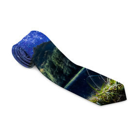 Галстук 3D с принтом Звездная ночь в Курске, 100% полиэстер | Длина 148 см; Плотность 150-180 г/м2 | галактика | горы | звезды | космос | лес | ночь | озеро | сосны | тайга
