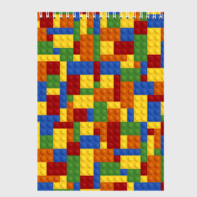 Скетчбук с принтом Конструктор лего в Курске, 100% бумага
 | 48 листов, плотность листов — 100 г/м2, плотность картонной обложки — 250 г/м2. Листы скреплены сверху удобной пружинной спиралью | lego | кирпичи | конструктор