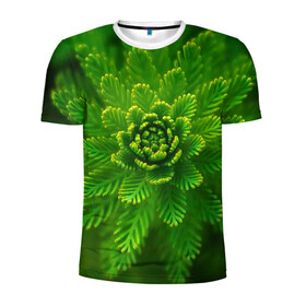 Мужская футболка 3D спортивная с принтом зеленый цветок в Курске, 100% полиэстер с улучшенными характеристиками | приталенный силуэт, круглая горловина, широкие плечи, сужается к линии бедра | зелень | красота | лето | листья | солнце | цветок