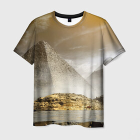Мужская футболка 3D с принтом Egypt в Курске, 100% полиэфир | прямой крой, круглый вырез горловины, длина до линии бедер | egypt | египет | закат | золото | клеопатра | мумия | песок | пирамиды | пустыня | солнце