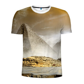 Мужская футболка 3D спортивная с принтом Egypt в Курске, 100% полиэстер с улучшенными характеристиками | приталенный силуэт, круглая горловина, широкие плечи, сужается к линии бедра | egypt | египет | закат | золото | клеопатра | мумия | песок | пирамиды | пустыня | солнце