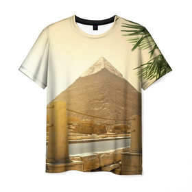 Мужская футболка 3D с принтом Egypt в Курске, 100% полиэфир | прямой крой, круглый вырез горловины, длина до линии бедер | Тематика изображения на принте: egypt | египет | закат | золото | клеопатра | мумия | песок | пирамиды | пустыня | солнце