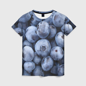 Женская футболка 3D с принтом ягода в Курске, 100% полиэфир ( синтетическое хлопкоподобное полотно) | прямой крой, круглый вырез горловины, длина до линии бедер | голубика | лето | сладости | текстура | черника | ягода