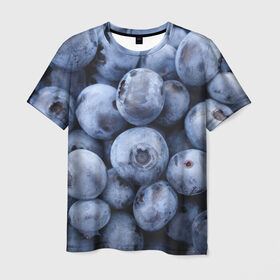 Мужская футболка 3D с принтом ягода в Курске, 100% полиэфир | прямой крой, круглый вырез горловины, длина до линии бедер | Тематика изображения на принте: голубика | лето | сладости | текстура | черника | ягода