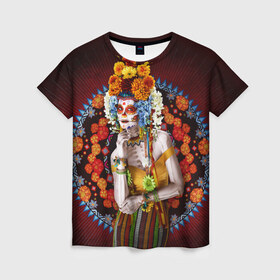 Женская футболка 3D с принтом День мертвецов в Курске, 100% полиэфир ( синтетическое хлопкоподобное полотно) | прямой крой, круглый вырез горловины, длина до линии бедер | 