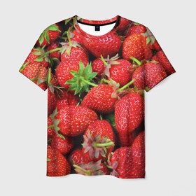 Мужская футболка 3D с принтом клубника в Курске, 100% полиэфир | прямой крой, круглый вырез горловины, длина до линии бедер | земляника | клубника | лето | ягода