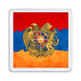 Магнит 55*55 с принтом Армения в Курске, Пластик | Размер: 65*65 мм; Размер печати: 55*55 мм | герб | флаг