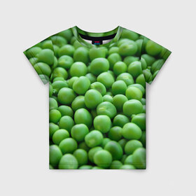 Детская футболка 3D с принтом горошек в Курске, 100% гипоаллергенный полиэфир | прямой крой, круглый вырез горловины, длина до линии бедер, чуть спущенное плечо, ткань немного тянется | Тематика изображения на принте: горох | горошек | зелень | лето