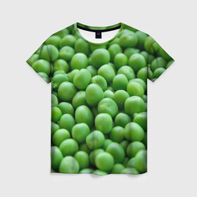 Женская футболка 3D с принтом горошек в Курске, 100% полиэфир ( синтетическое хлопкоподобное полотно) | прямой крой, круглый вырез горловины, длина до линии бедер | горох | горошек | зелень | лето
