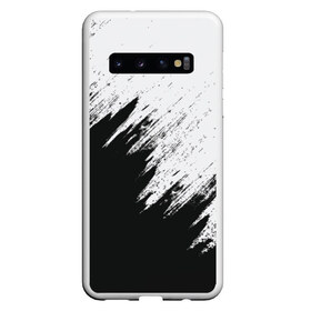 Чехол для Samsung Galaxy S10 с принтом Краска и ничего лишнего! в Курске, Силикон | Область печати: задняя сторона чехла, без боковых панелей | Тематика изображения на принте: белый | дизайн | капли | краска | монохромный | разводы | черный
