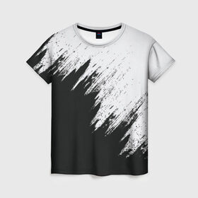 Женская футболка 3D с принтом Краска и ничего лишнего! в Курске, 100% полиэфир ( синтетическое хлопкоподобное полотно) | прямой крой, круглый вырез горловины, длина до линии бедер | белый | дизайн | капли | краска | монохромный | разводы | черный