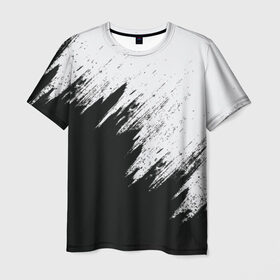 Мужская футболка 3D с принтом Краска и ничего лишнего! в Курске, 100% полиэфир | прямой крой, круглый вырез горловины, длина до линии бедер | белый | дизайн | капли | краска | монохромный | разводы | черный