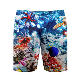 Мужские шорты 3D спортивные с принтом Аква мир в Курске,  |  | blue | вода | волна | волны | море | океан | природа | рыбы
