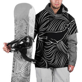 Накидка на куртку 3D с принтом Кит в морской пучине в Курске, 100% полиэстер |  | арт | белый | волна | волны | кит | классно | круто | линия | море | рисунок | черный | черта