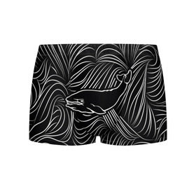 Мужские трусы 3D с принтом Кит в морской пучине в Курске, 50% хлопок, 50% полиэстер | классическая посадка, на поясе мягкая тканевая резинка | арт | белый | волна | волны | кит | классно | круто | линия | море | рисунок | черный | черта
