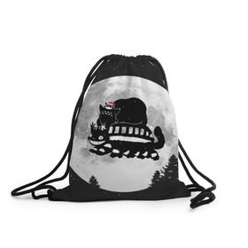 Рюкзак-мешок 3D с принтом Totoro в Курске, 100% полиэстер | плотность ткани — 200 г/м2, размер — 35 х 45 см; лямки — толстые шнурки, застежка на шнуровке, без карманов и подкладки | Тематика изображения на принте: котобус | рождество