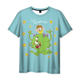 Мужская футболка 3D с принтом Детское воображение в Курске, 100% полиэфир | прямой крой, круглый вырез горловины, длина до линии бедер | дети | инопланетянин | ребёнок
