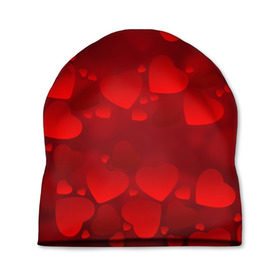 Шапка 3D с принтом Красные сердца в Курске, 100% полиэстер | универсальный размер, печать по всей поверхности изделия | Тематика изображения на принте: heart | red | любовь | орнамент | сердце | узор