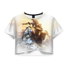 Женская футболка 3D укороченная с принтом Titanfall в Курске, 100% полиэстер | круглая горловина, длина футболки до линии талии, рукава с отворотами | titanfall | титанфалл