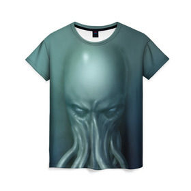 Женская футболка 3D с принтом Ктулху в Курске, 100% полиэфир ( синтетическое хлопкоподобное полотно) | прямой крой, круглый вырез горловины, длина до линии бедер | cthulhu | ctulhu | осьминог
