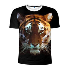 Мужская футболка 3D спортивная с принтом Tiger в Курске, 100% полиэстер с улучшенными характеристиками | приталенный силуэт, круглая горловина, широкие плечи, сужается к линии бедра | Тематика изображения на принте: тигр