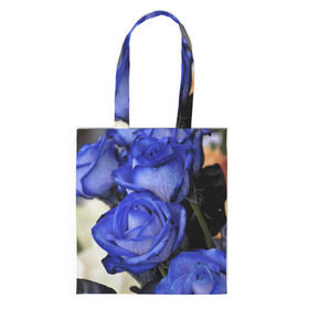 Сумка 3D повседневная с принтом Синие розы в Курске, 100% полиэстер | Плотность: 200 г/м2; Размер: 34×35 см; Высота лямок: 30 см | девушкам | розы | синие | цветы