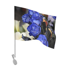 Флаг для автомобиля с принтом Синие розы в Курске, 100% полиэстер | Размер: 30*21 см | девушкам | розы | синие | цветы