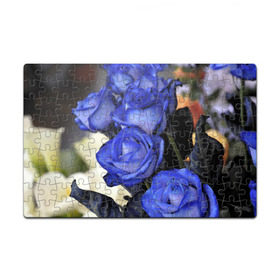 Пазл магнитный 126 элементов с принтом Синие розы в Курске, полимерный материал с магнитным слоем | 126 деталей, размер изделия —  180*270 мм | девушкам | розы | синие | цветы