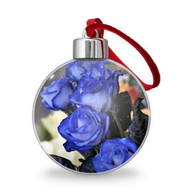 Ёлочный шар с принтом Синие розы в Курске, Пластик | Диаметр: 77 мм | девушкам | розы | синие | цветы