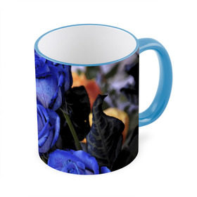 Кружка 3D с принтом Синие розы в Курске, керамика | ёмкость 330 мл | Тематика изображения на принте: девушкам | розы | синие | цветы