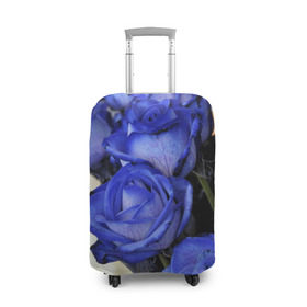 Чехол для чемодана 3D с принтом Синие розы в Курске, 86% полиэфир, 14% спандекс | двустороннее нанесение принта, прорези для ручек и колес | девушкам | розы | синие | цветы