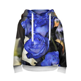 Детская толстовка 3D с принтом Синие розы в Курске, 100% полиэстер | двухслойный капюшон со шнурком для регулировки, мягкие манжеты на рукавах и по низу толстовки, спереди карман-кенгуру с мягким внутренним слоем | Тематика изображения на принте: девушкам | розы | синие | цветы