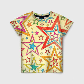 Детская футболка 3D с принтом Звезда в Курске, 100% гипоаллергенный полиэфир | прямой крой, круглый вырез горловины, длина до линии бедер, чуть спущенное плечо, ткань немного тянется | Тематика изображения на принте: звёзды | орнамент | прикольные картинки | узор | цвет
